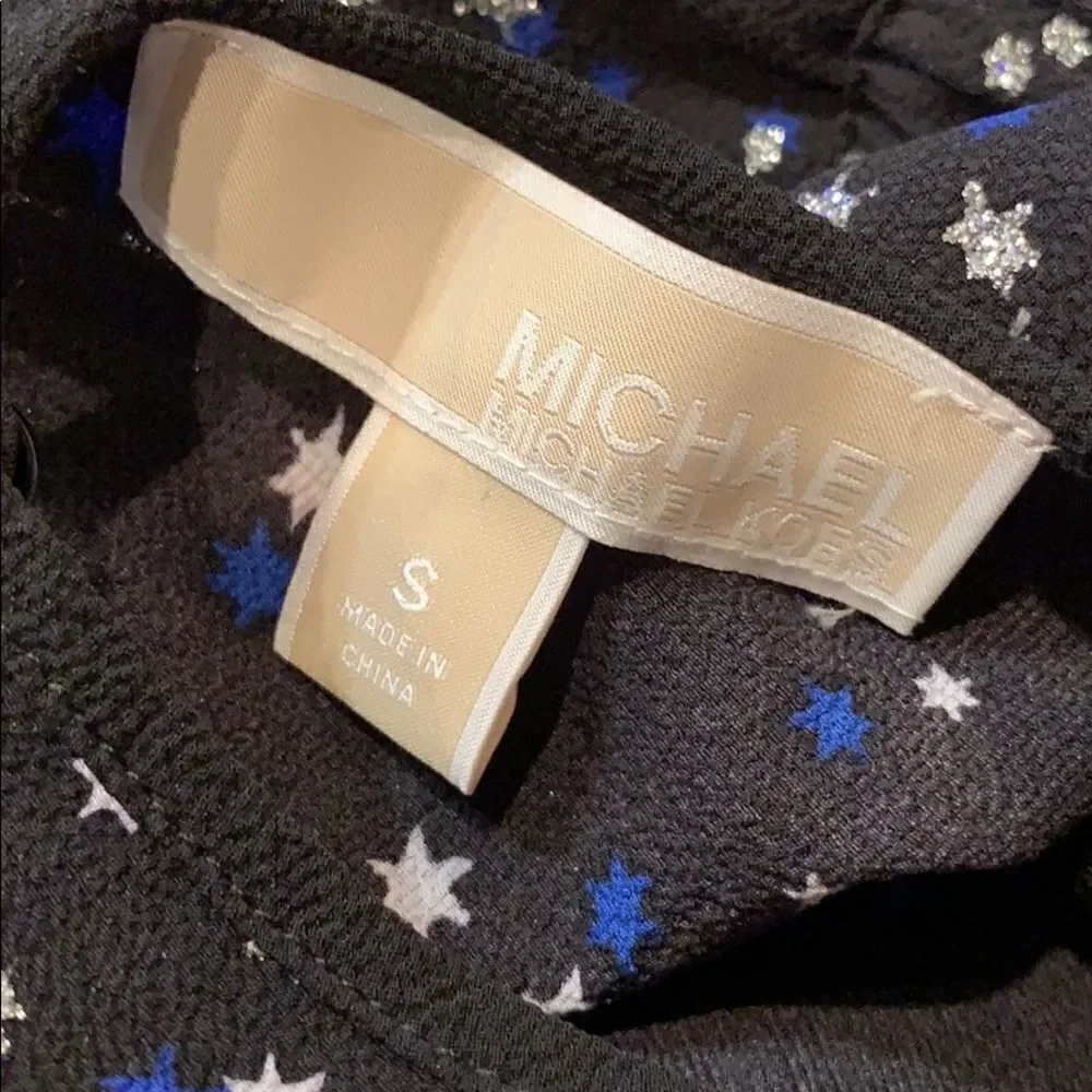 Michael Kors black glitter stars bell sleeve top S